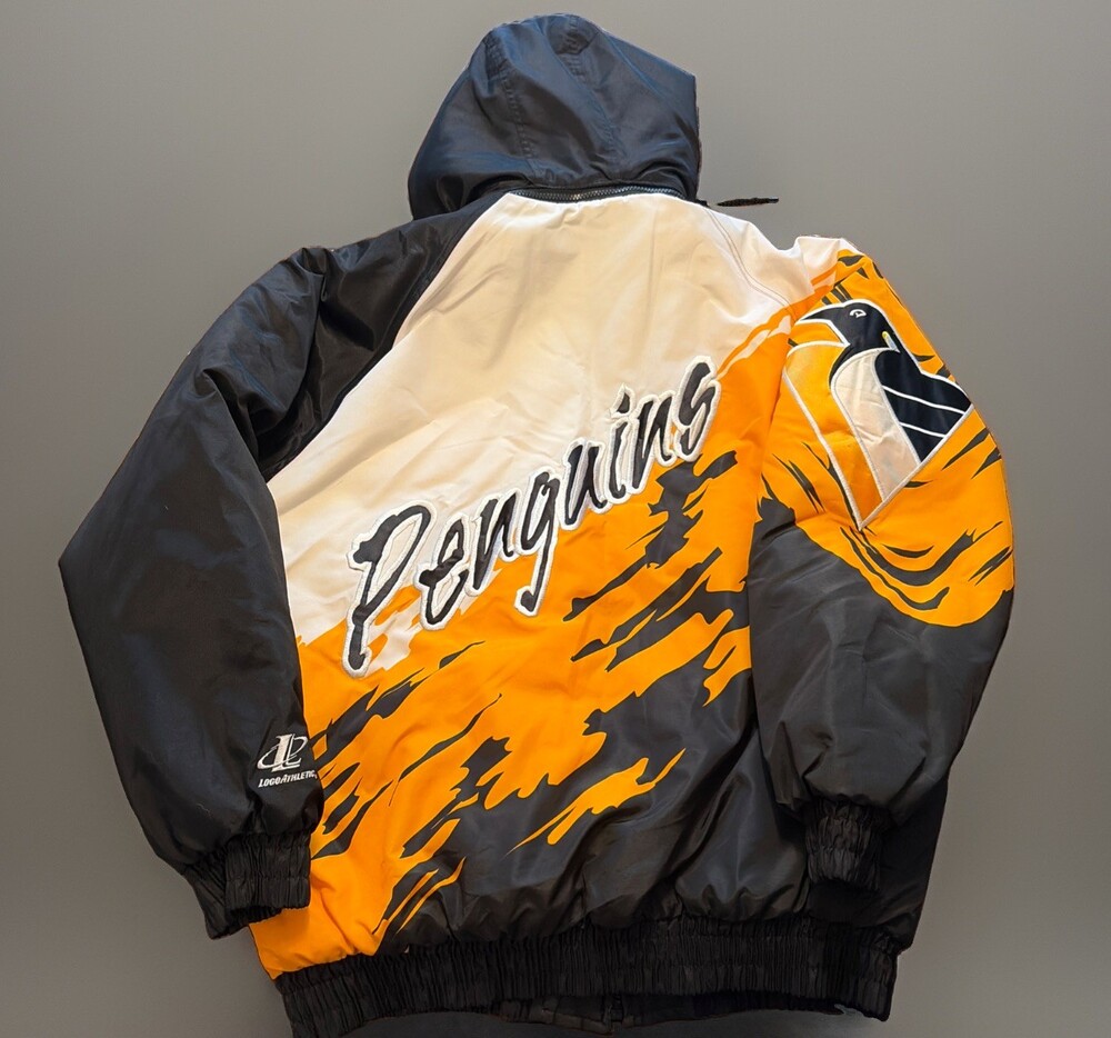 Vintage Pittsburgh Penguins Splash Jacket Mens L Robo Logo Athletic 90s